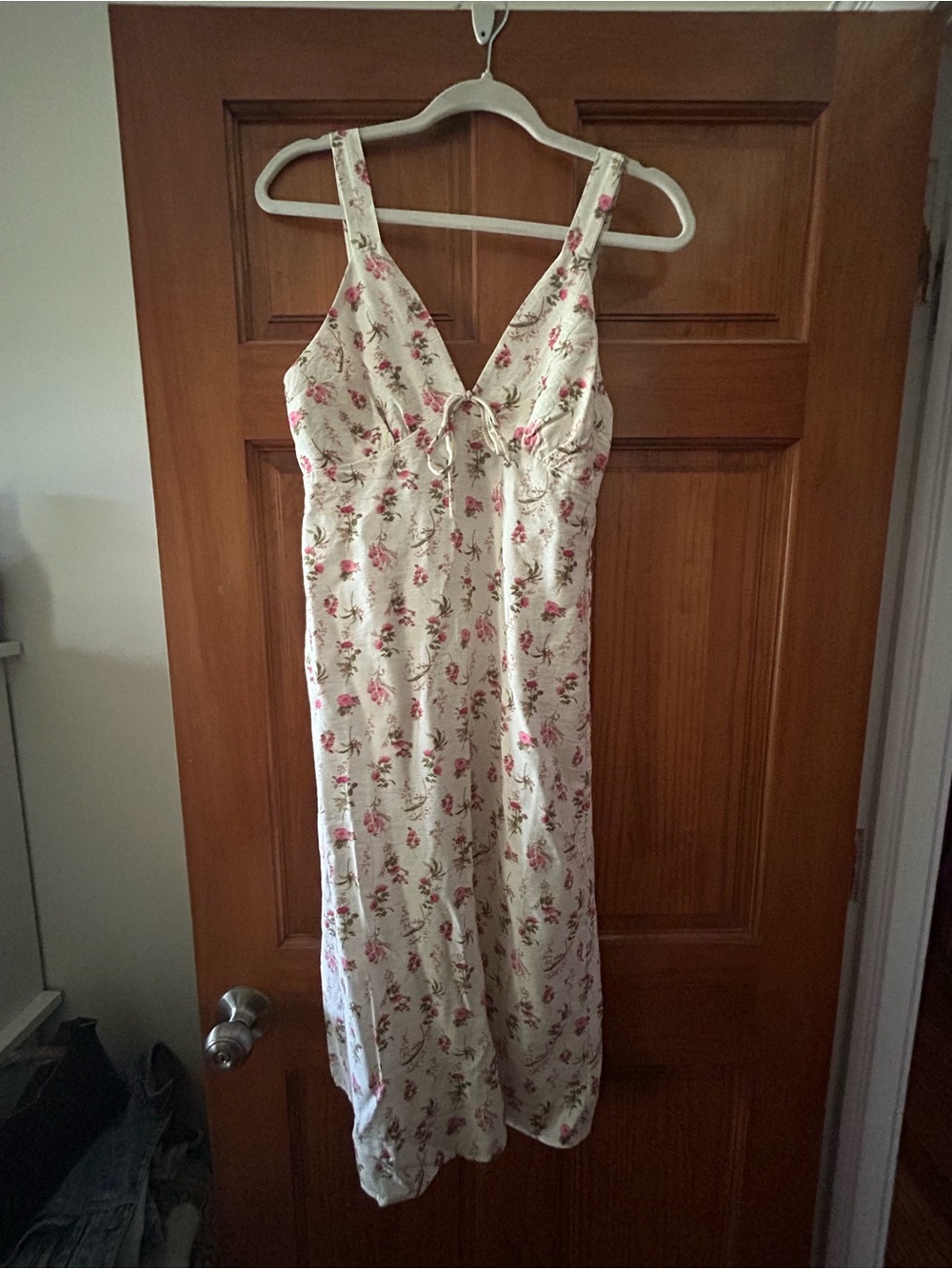 Floral Cream Pink V-Neck Dress